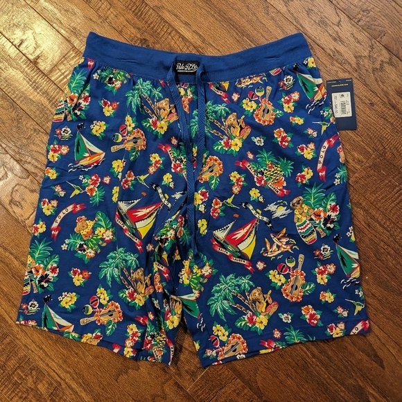 Polo Ralph Lauren Men's Blue tropical vacation Polo Bear sleep short Size L NWT - Picture 14 of 15